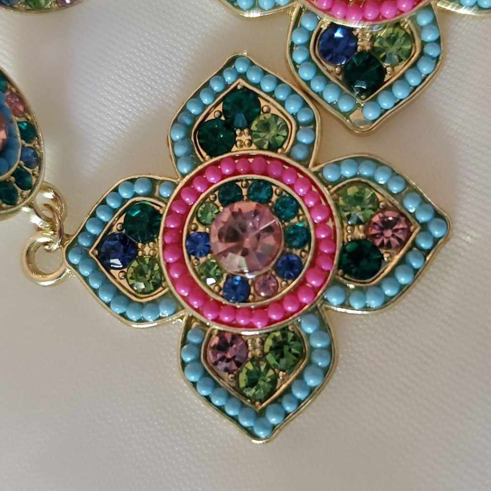 Multicolor Mosaic Rhinestone Earrings - Picture 3 of 12